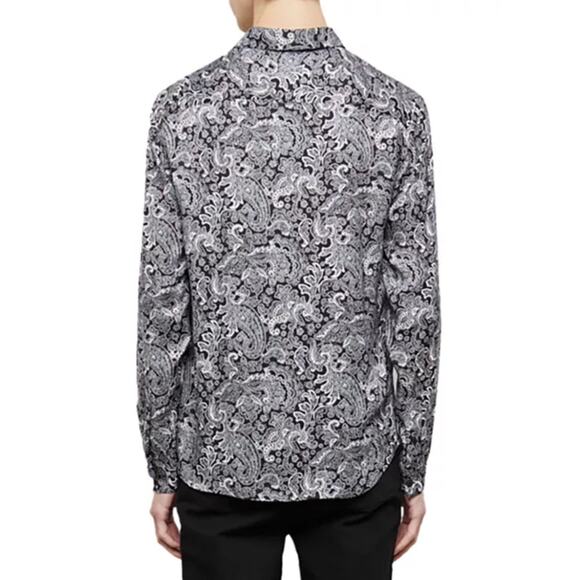 The Kooples Paisley Print Button-Down Shirt Unisex Men’s Size Small 100% Viscose - Picture 2 of 8